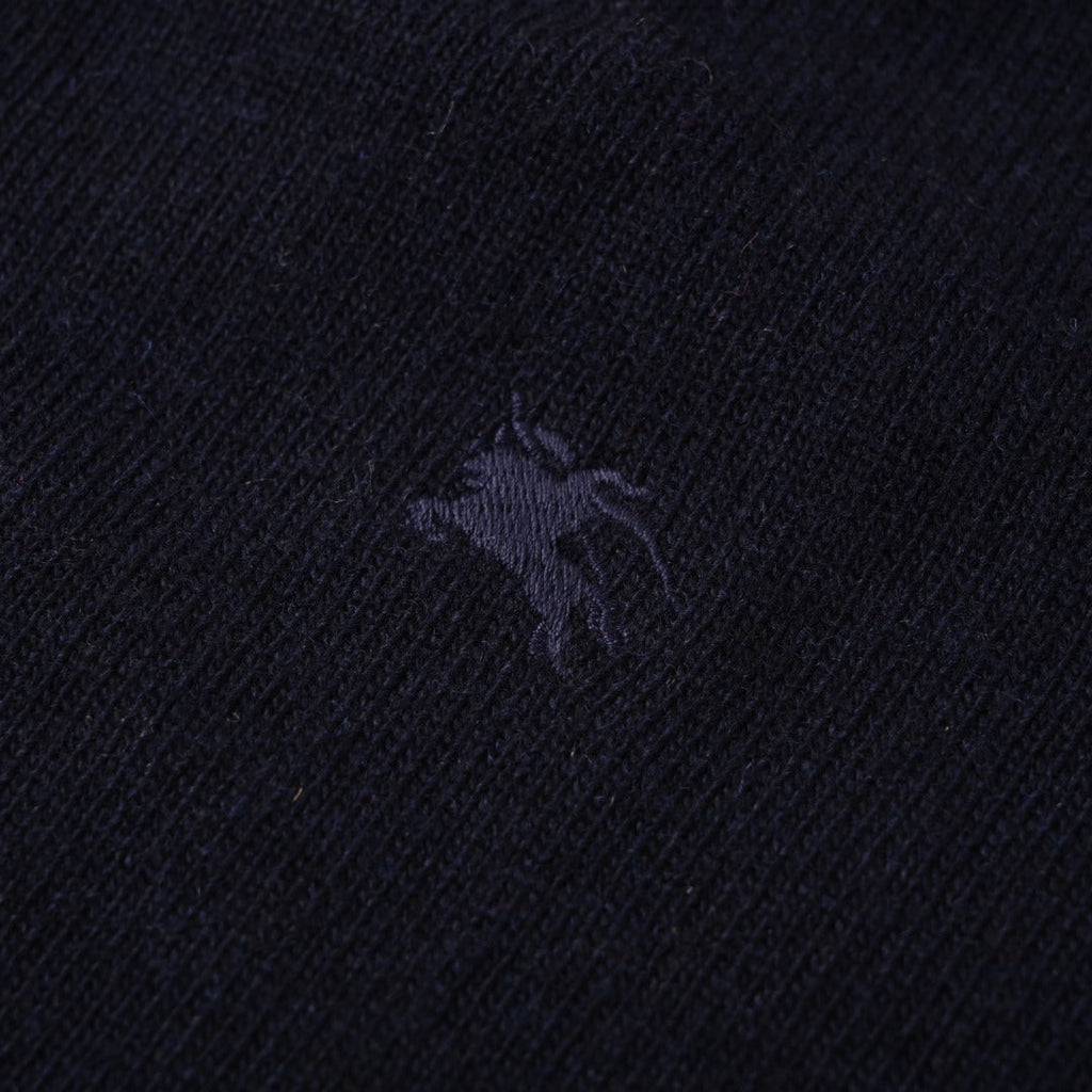 Burberry Navy Half Zip Equestrian Logo Knit Sweater