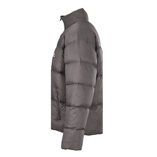Balenciaga Taupe Embroidered Logo Stand Collar Puffer Jacket