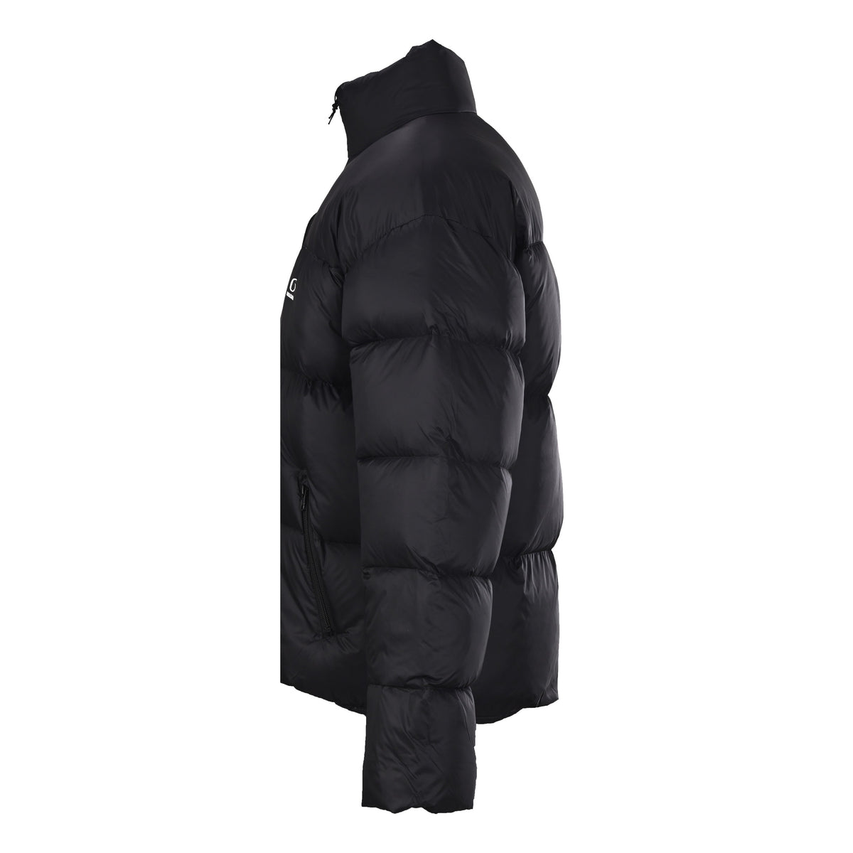 Balenciaga Black Embroidered Logo Stand Collar Puffer Jacket