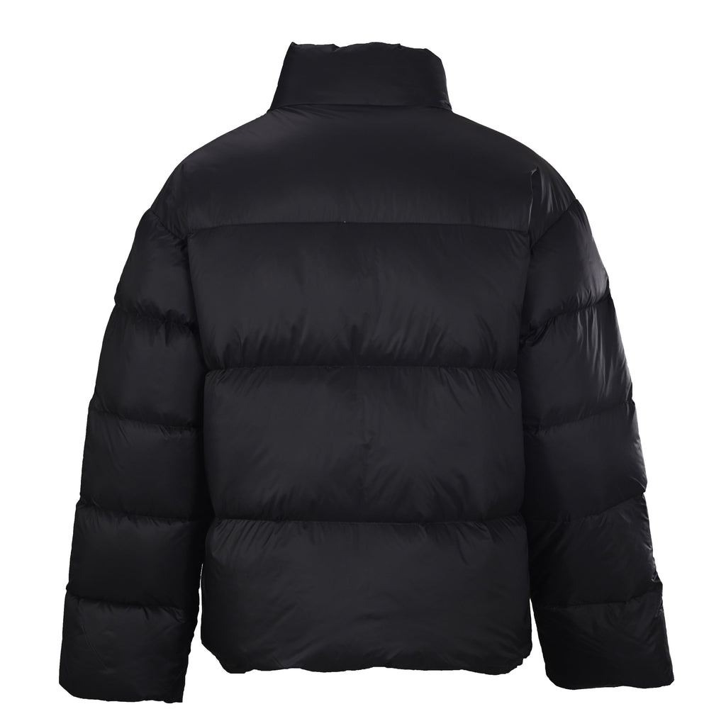 Balenciaga Black Embroidered Logo Stand Collar Puffer Jacket