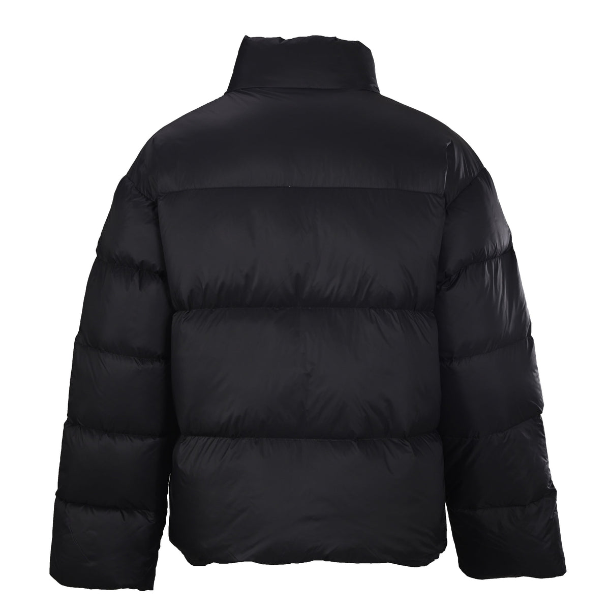 Balenciaga Black Embroidered Logo Stand Collar Puffer Jacket