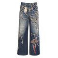 Acne Studios Blue Bear Chain Print Wide Leg Jeans