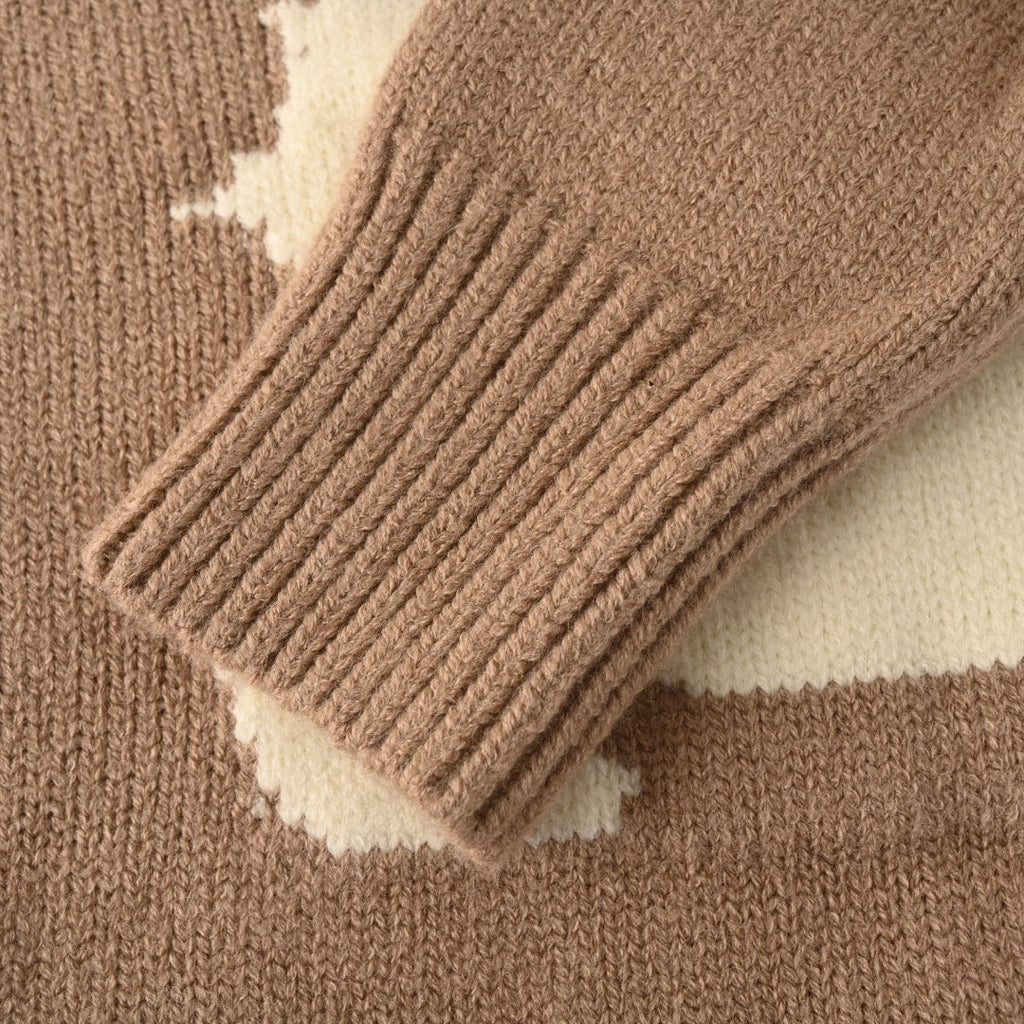 Burberry Camel Equestrian Knight Logo Crew Neck Knit Sweater