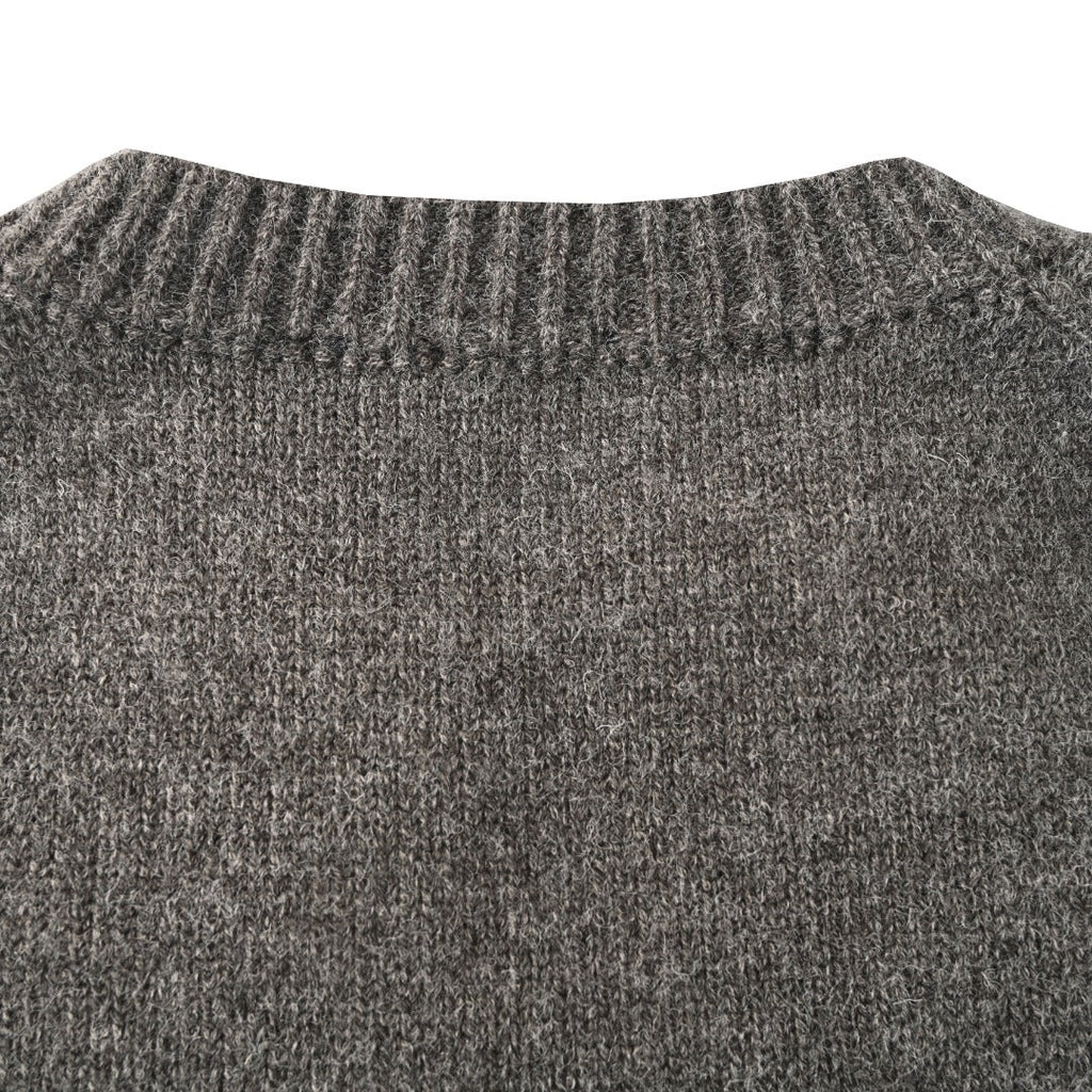 Burberry Dark Grey Equestrian Knight Logo Crew Neck Knit Sweater
