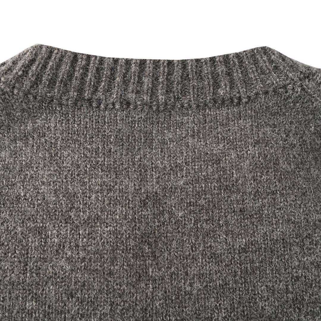 Burberry Dark Grey Equestrian Knight Logo Crew Neck Knit Sweater