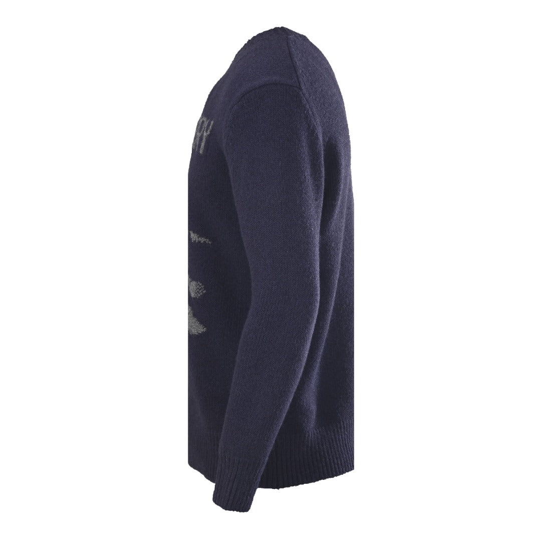 Burberry Navy Equestrian Knight Logo Crew Neck Knit Sweater