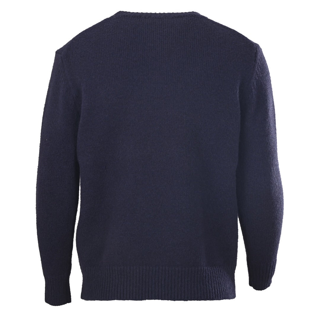 Burberry Navy Equestrian Knight Logo Crew Neck Knit Sweater