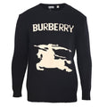 Burberry Black Equestrian Knight Logo Crew Neck Knit Sweater