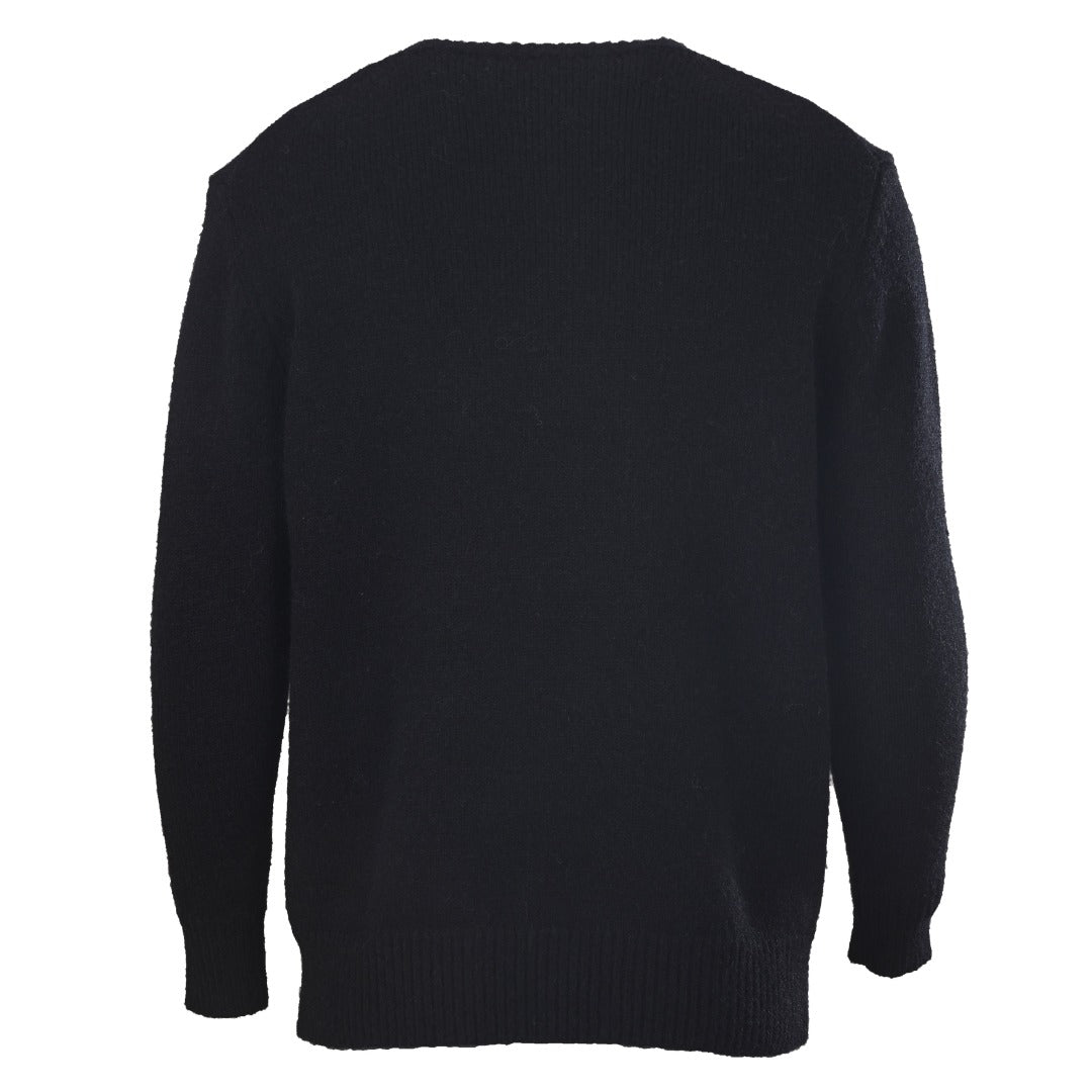 Burberry Black Equestrian Knight Logo Crew Neck Knit Sweater