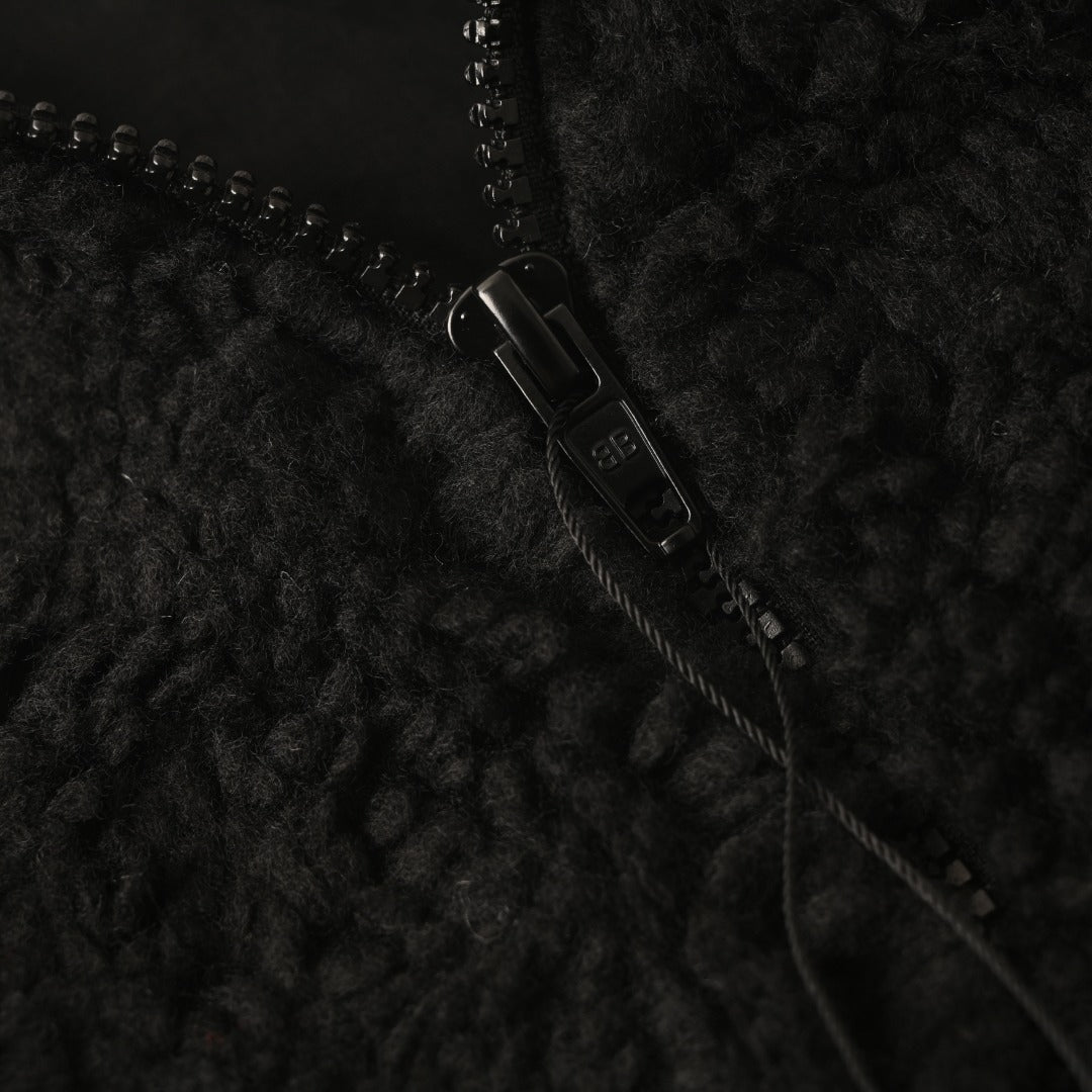 Balenciaga Black White Logo Fleece Zip Jacket