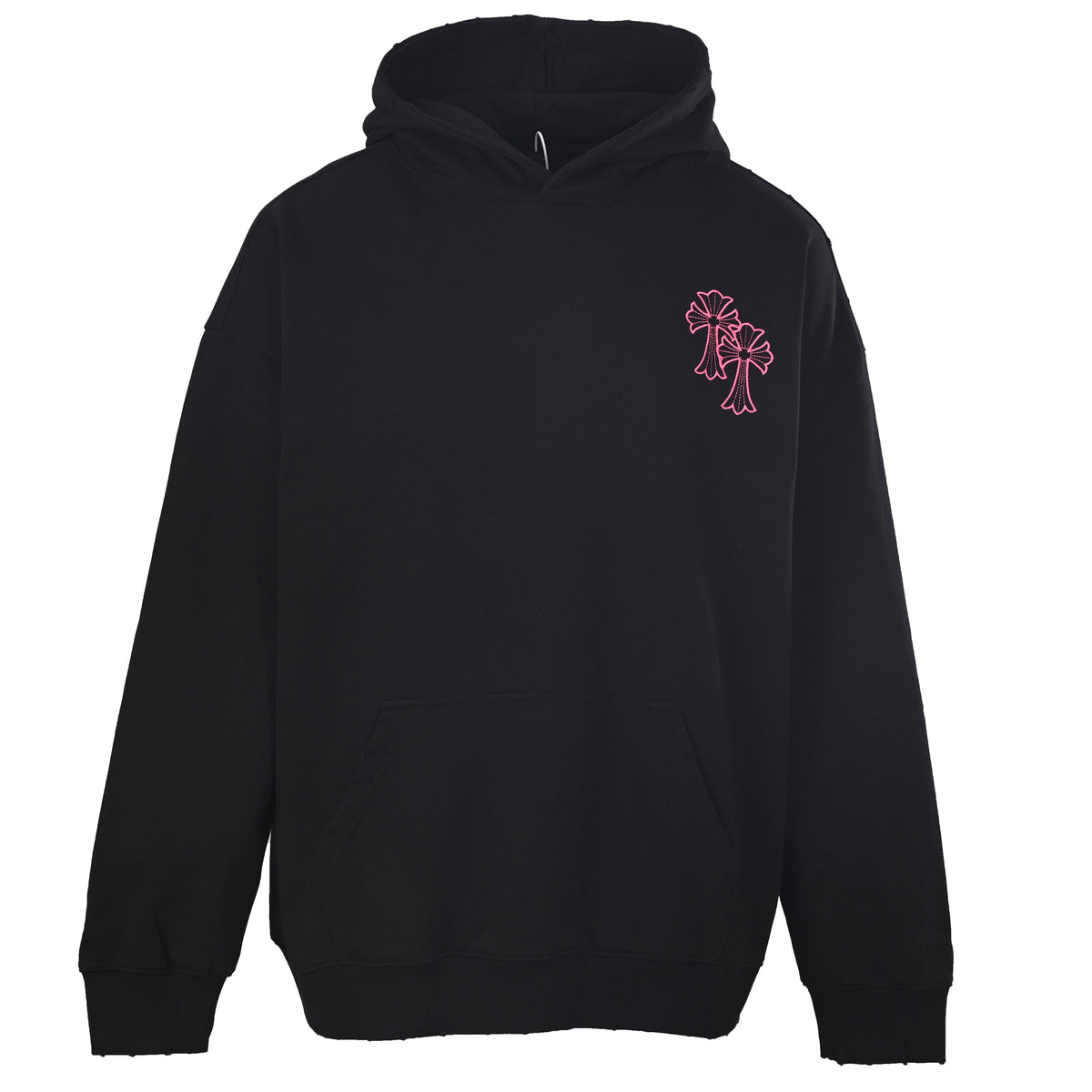 Chrome Hearts Black Pink Cross Embroidered Pullover Hoodie