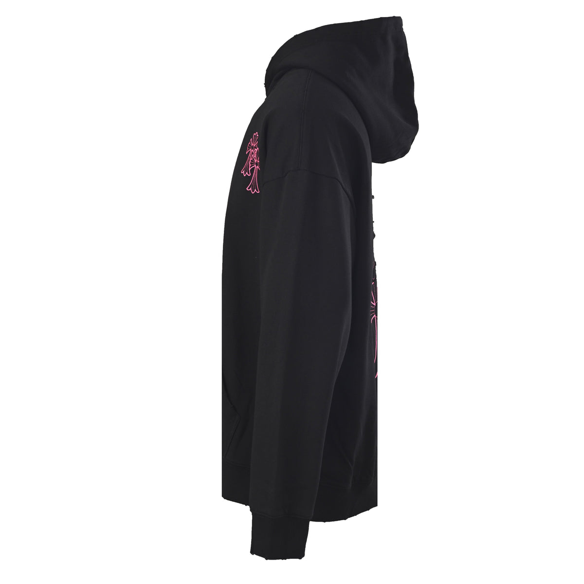 Chrome Hearts Black Pink Cross Embroidered Pullover Hoodie
