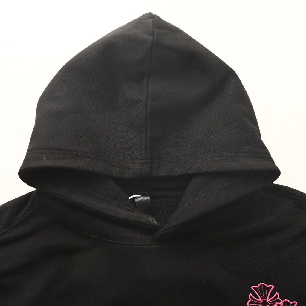 Chrome Hearts Black Pink Cross Embroidered Pullover Hoodie
