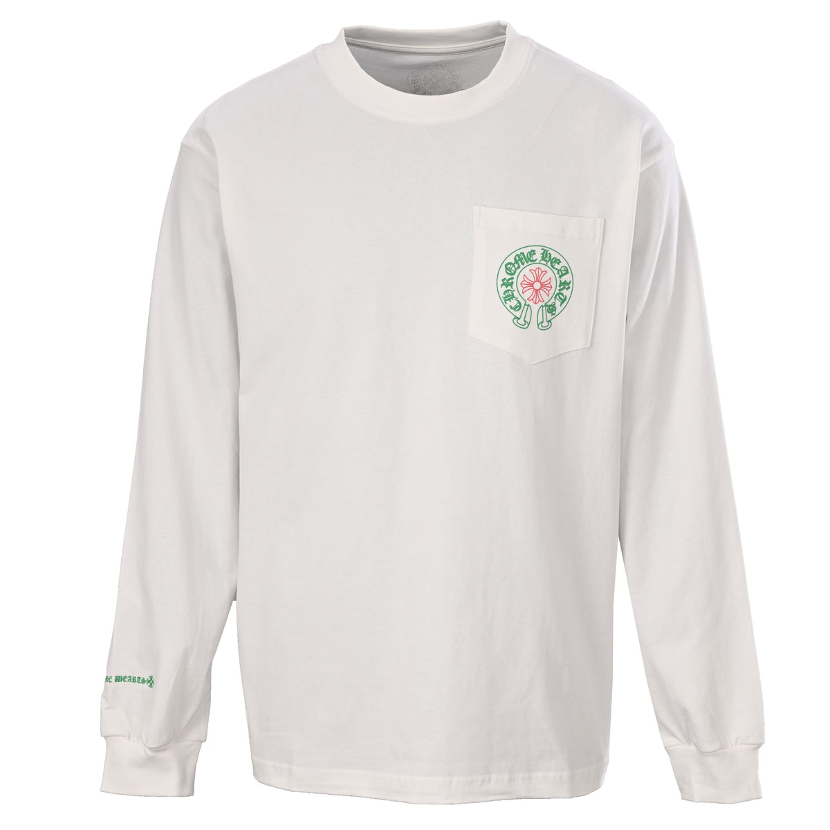 Chrome Hearts White STAFF Horseshoe Pocket Long Sleeve Tee