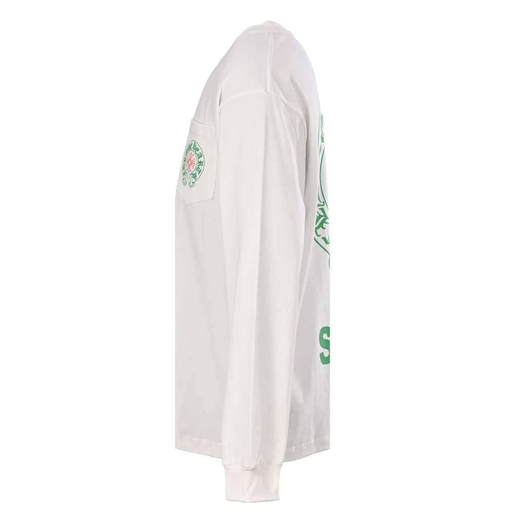 Chrome Hearts White STAFF Horseshoe Pocket Long Sleeve Tee