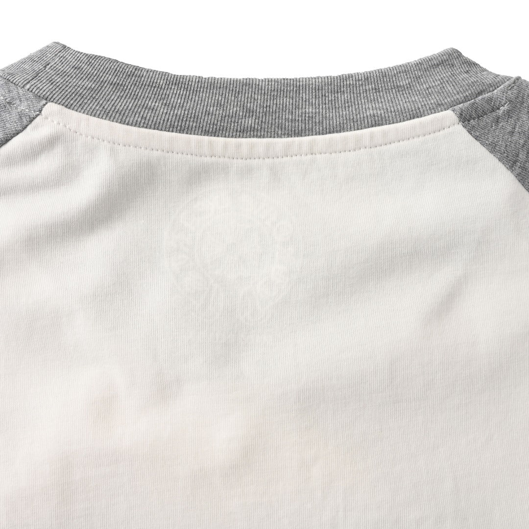 Chrome Hearts Grey White Raglan Sleeve Flag Print Long Sleeve Tee
