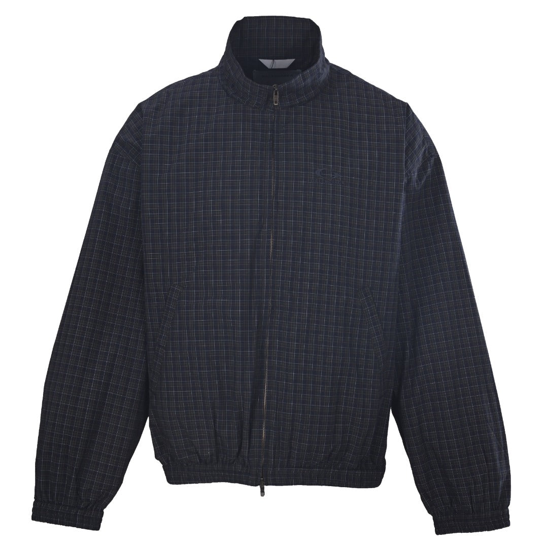 Balenciaga Dark Plaid Stand Collar Zip Windbreaker Jacket