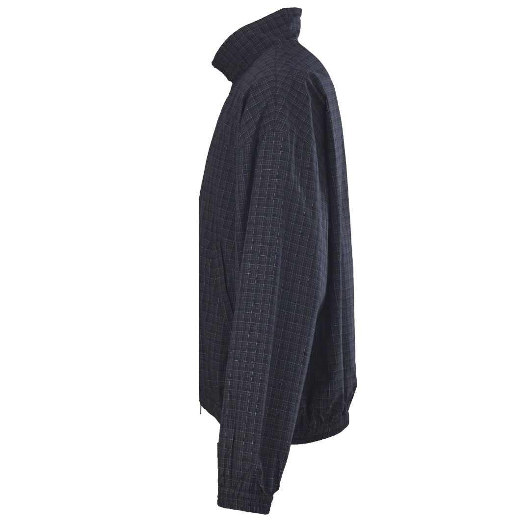 Balenciaga Dark Plaid Stand Collar Zip Windbreaker Jacket