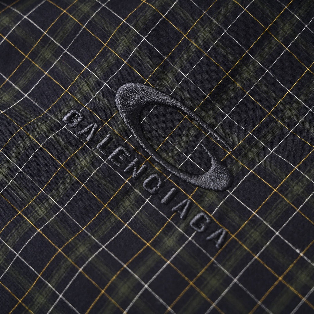Balenciaga Dark Plaid Stand Collar Zip Windbreaker Jacket