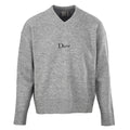 Dior Grey Ribbed V-Neck Logo Knit Sweater