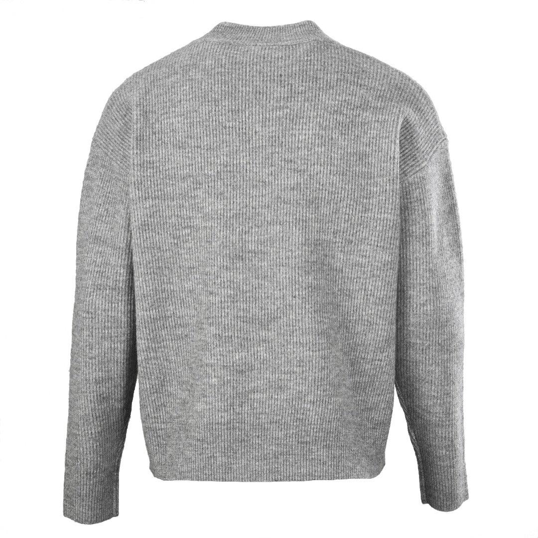 Dior Grey Ribbed V-Neck Logo Knit Sweater
