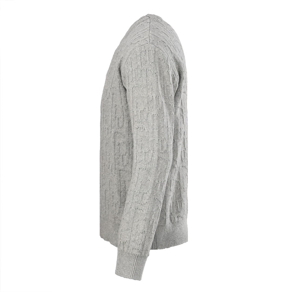 Dior Grey Oblique Cable Knit Crew Neck Sweater