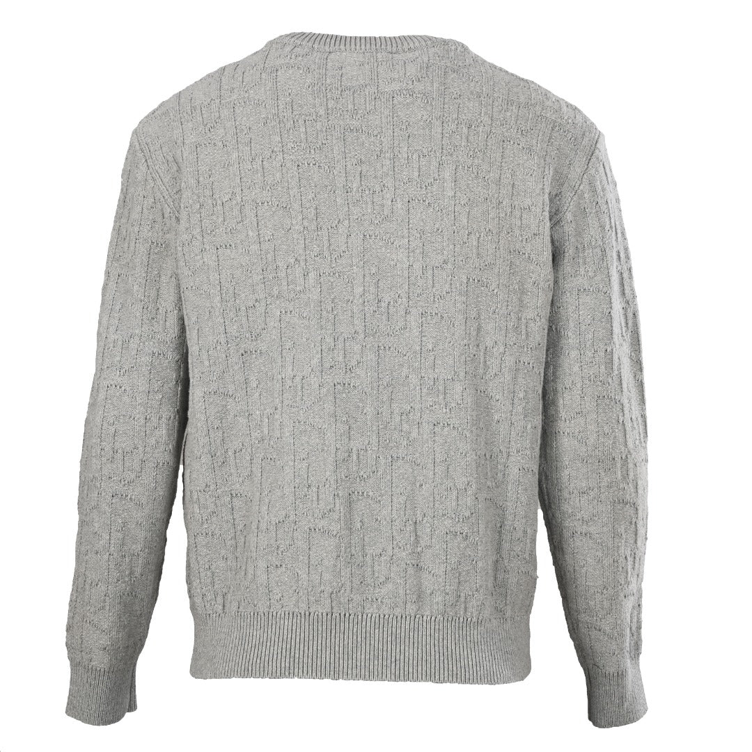 Dior Grey Oblique Cable Knit Crew Neck Sweater