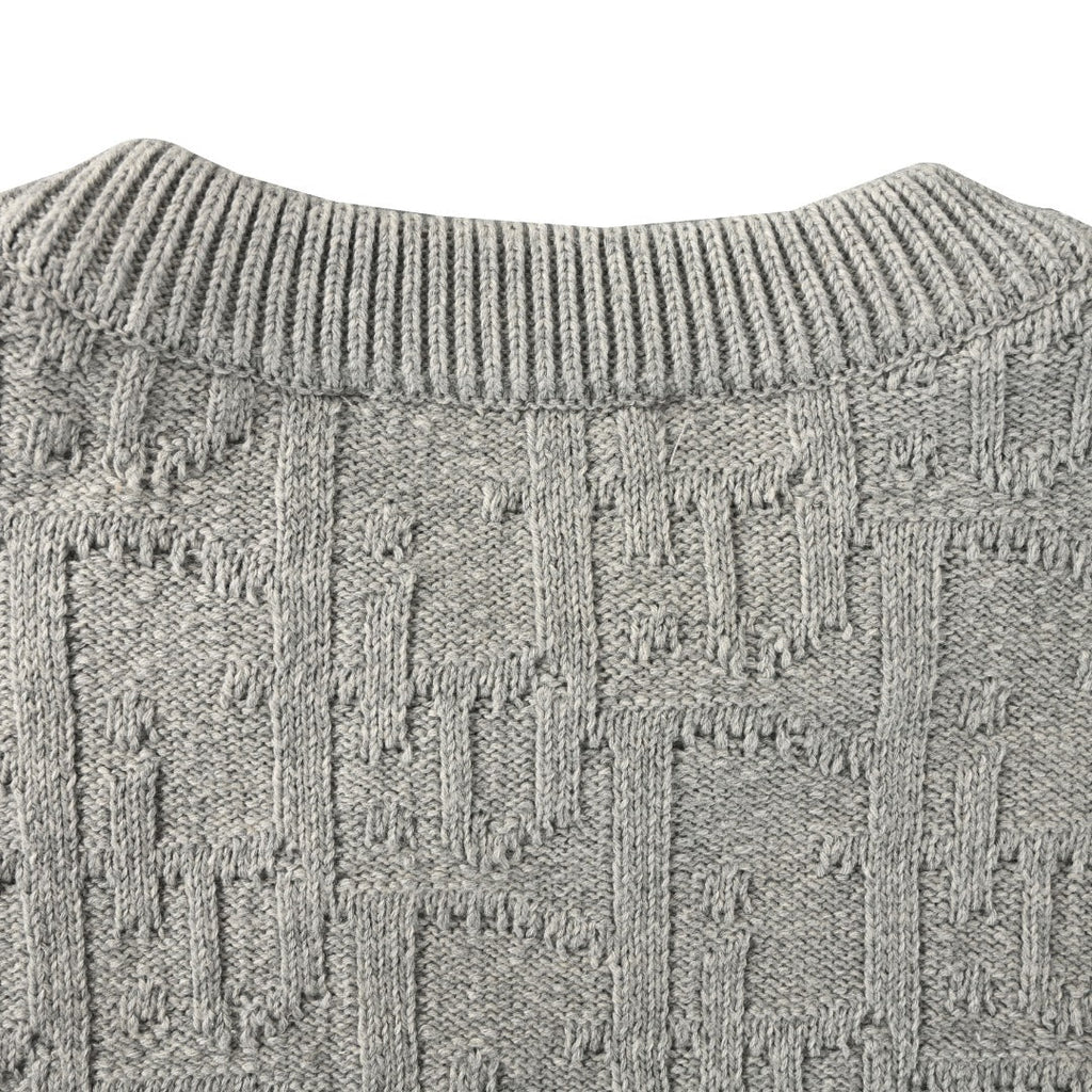 Dior Grey Oblique Cable Knit Crew Neck Sweater