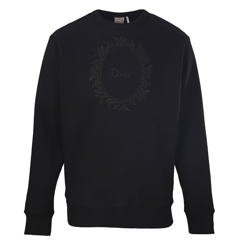 Dior Black Wreath Embroidery Crew Neck Sweatshirt