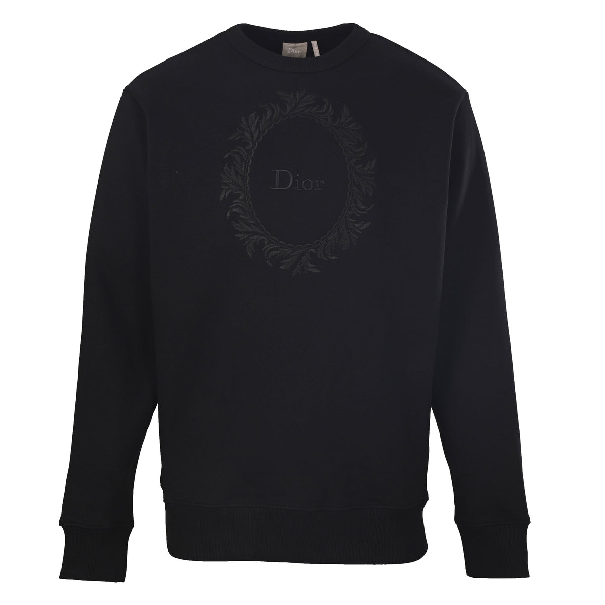 Dior Black Wreath Embroidery Crew Neck Sweatshirt
