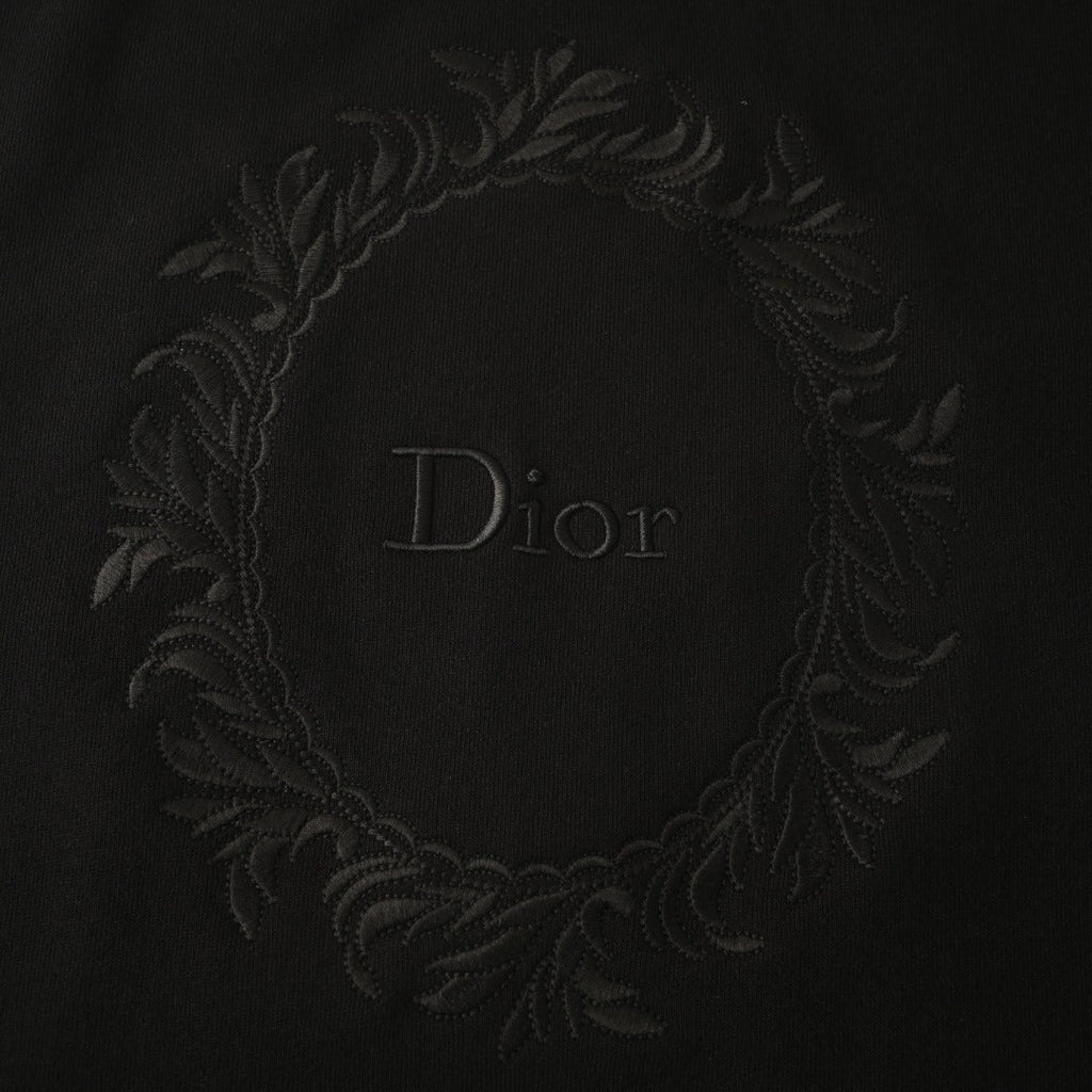 Dior Black Wreath Embroidery Crew Neck Sweatshirt