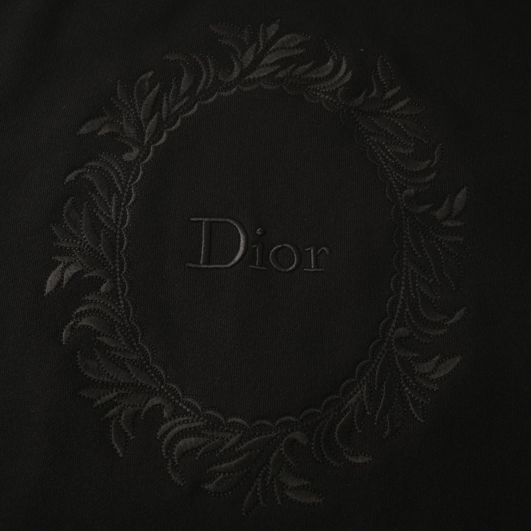 Dior Black Wreath Embroidery Crew Neck Sweatshirt