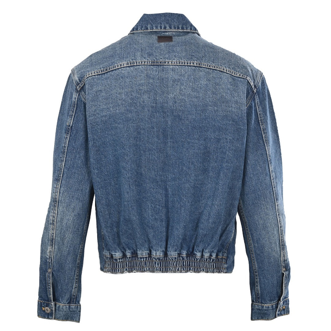 Dior Blue Washed Denim Zip Collared Jacket