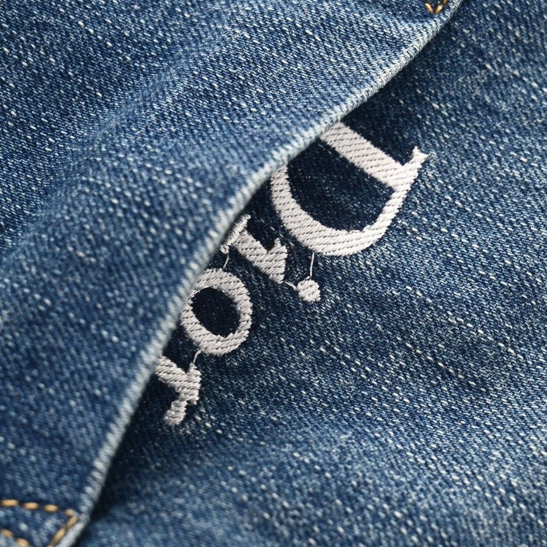 Dior Blue Washed Denim Zip Collared Jacket