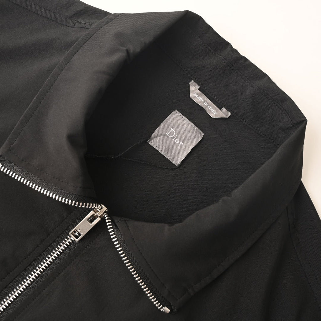 Dior Black Avenue Montaigne Embroidered Zip Bomber Jacket