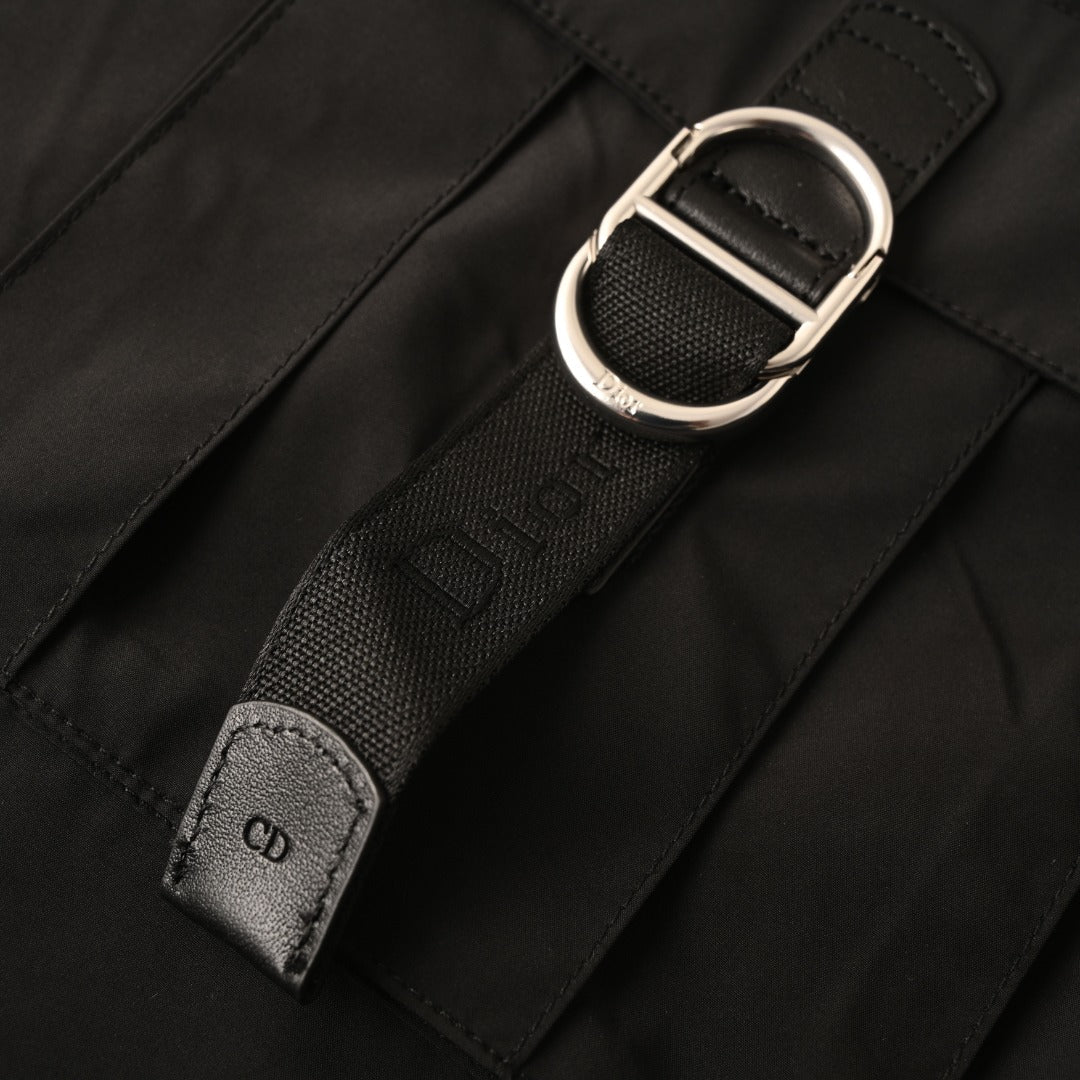 Dior Black Zip-Up Shirt Jacket with D-Ring Strap Pocket