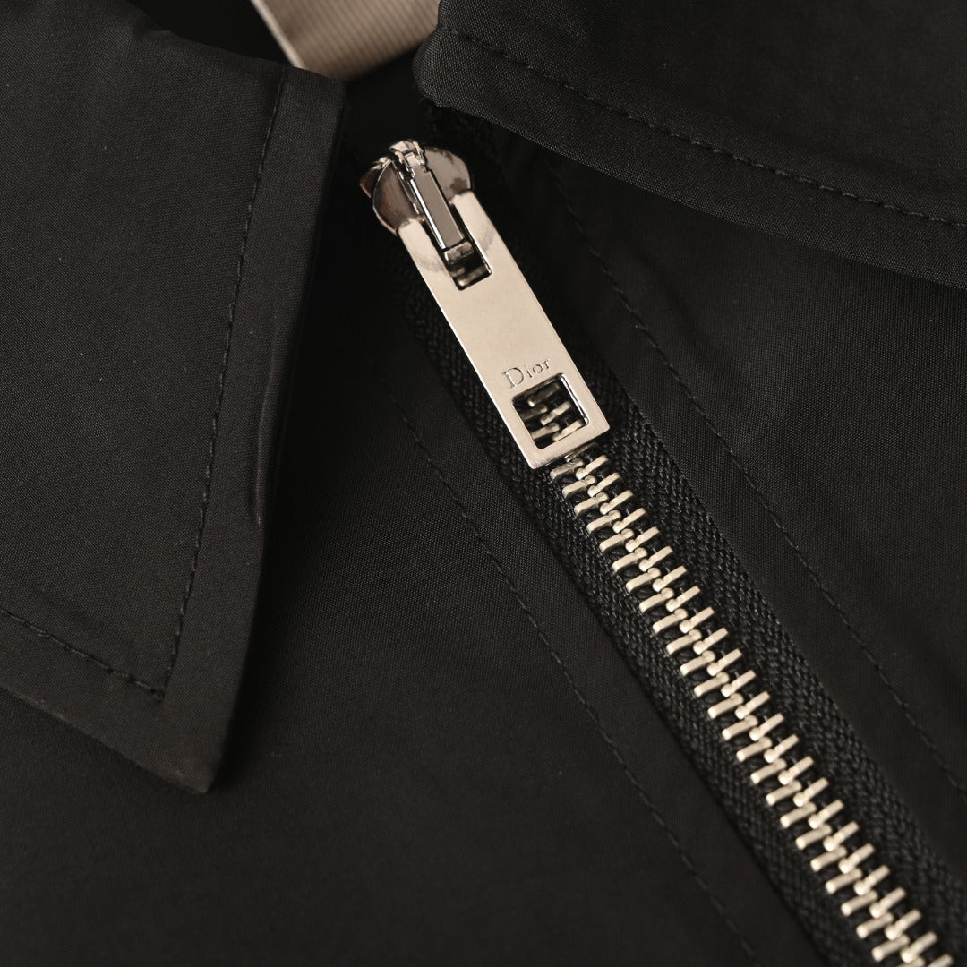 Dior Black Zip-Up Shirt Jacket with D-Ring Strap Pocket