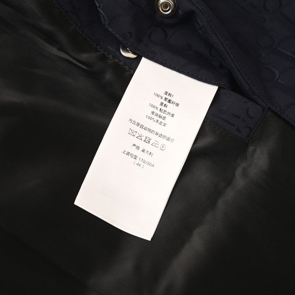 Dior Navy Oblique Jacquard Collared Coach Jacket