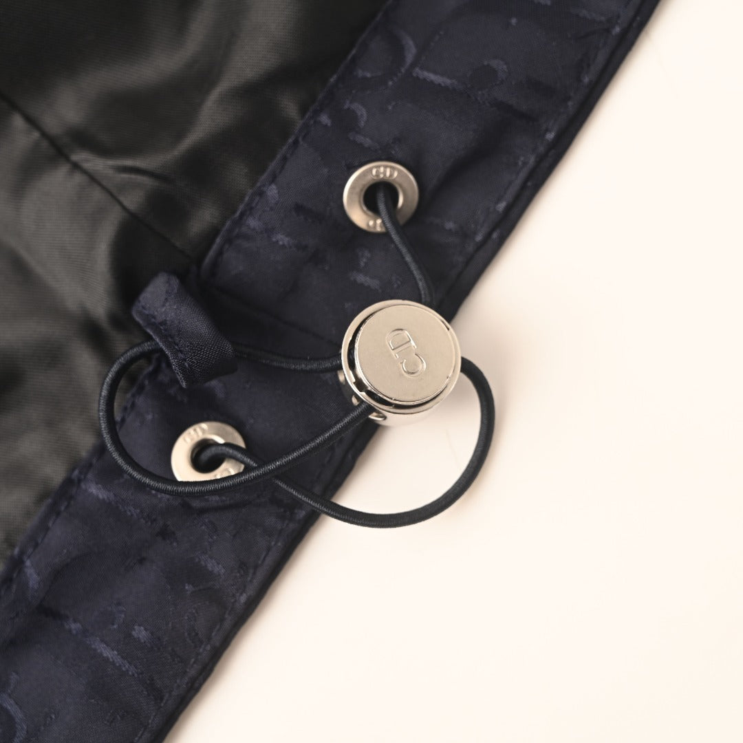Dior Navy Oblique Jacquard Collared Coach Jacket