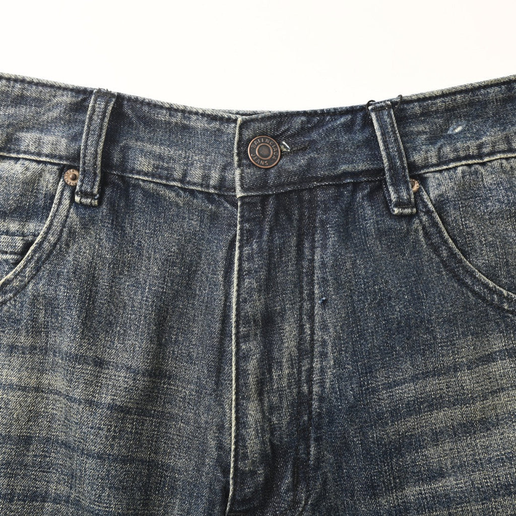 Balenciaga Vintage Washed Gothic Logo Wide Leg Jeans