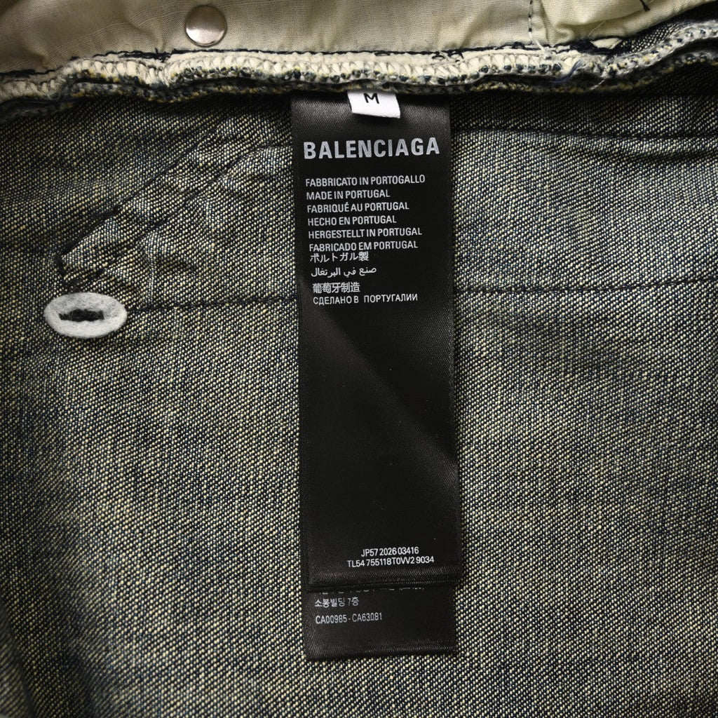 Balenciaga Vintage Washed Gothic Logo Wide Leg Jeans
