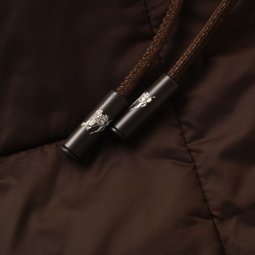 Burberry Brown Hooded Hybrid Knit Sleeve Puffer Jacket