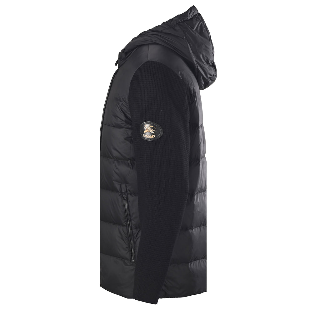 Burberry Black Hooded Hybrid Knit Sleeve Puffer Jacket