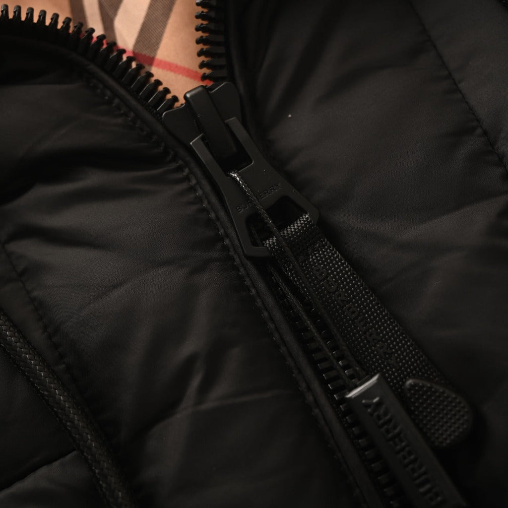 Burberry Black Hooded Hybrid Knit Sleeve Puffer Jacket