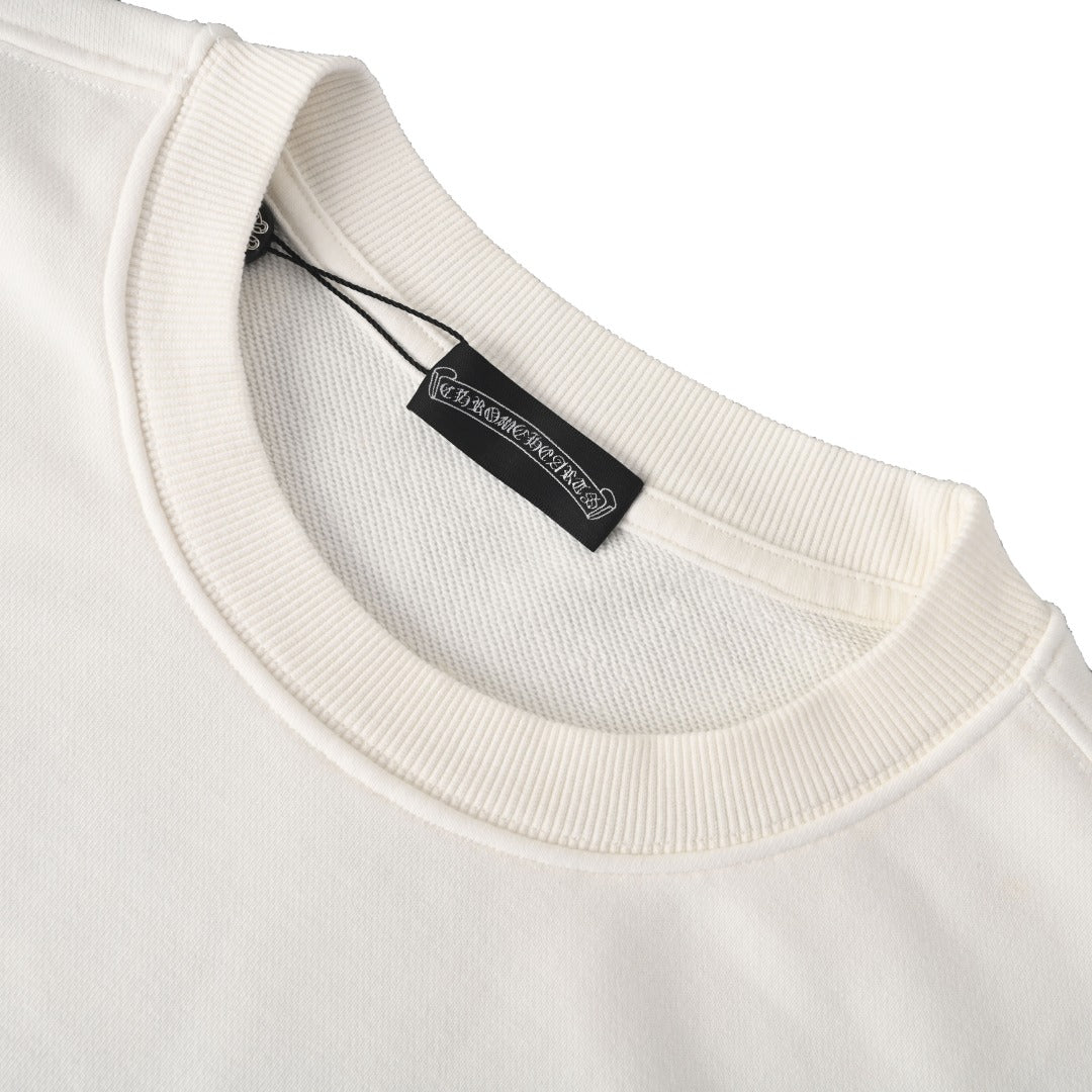 Chrome Hearts White Beijing Horseshoe Logo Crew Sweatshirt