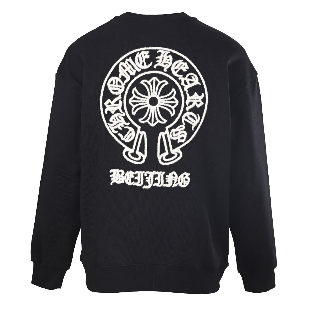 Chrome Hearts Black Beijing Horseshoe Logo Crew Sweatshirt
