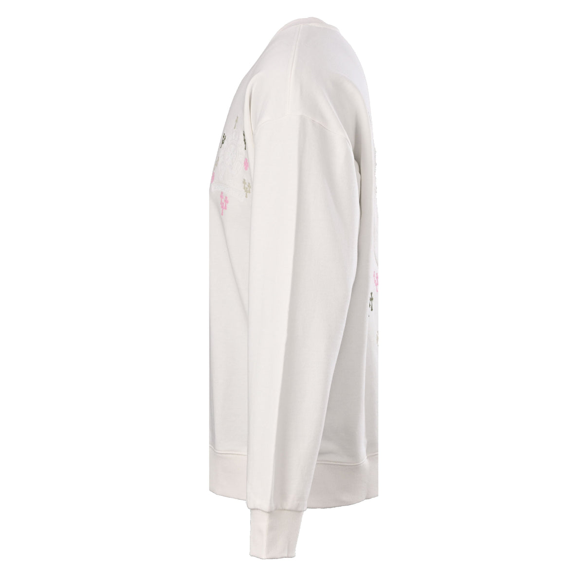 Chrome Hearts White Multicolor Cross Embroidered Horseshoe Crew Sweatshirt