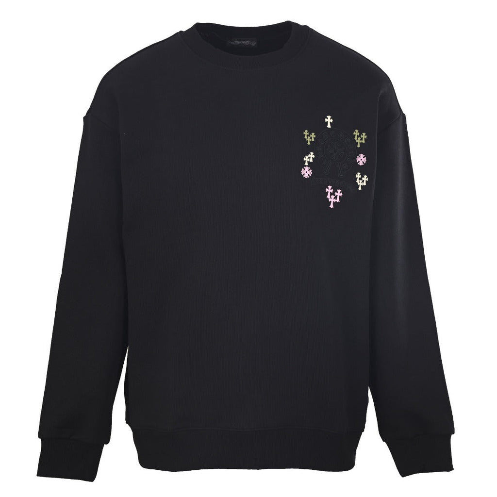 Chrome Hearts Black Multicolor Cross Embroidered Horseshoe Crew Sweatshirt