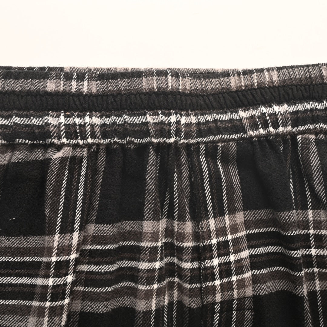 Chrome Hearts Black Plaid Drawstring Wide Leg Pants