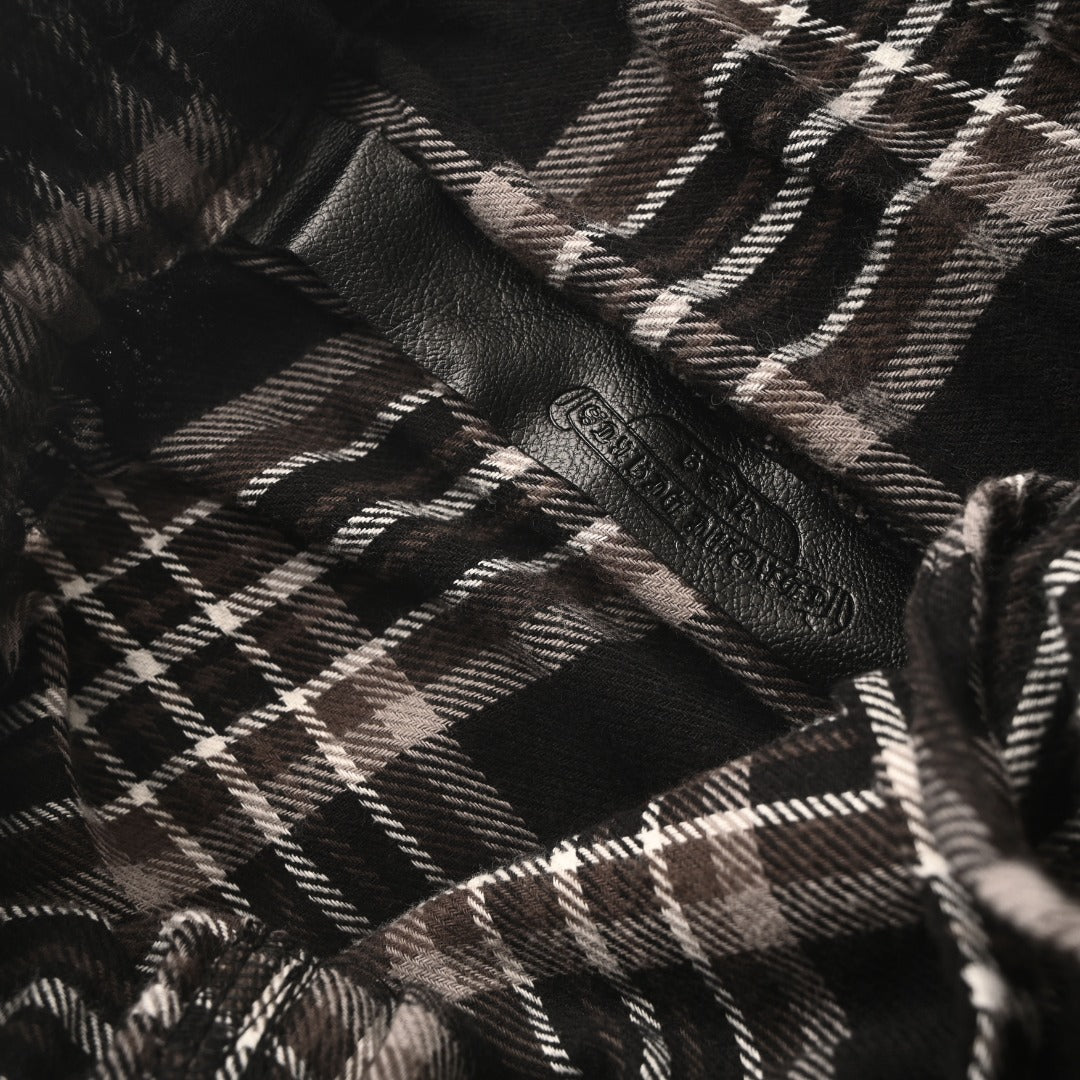 Chrome Hearts Black Plaid Drawstring Wide Leg Pants